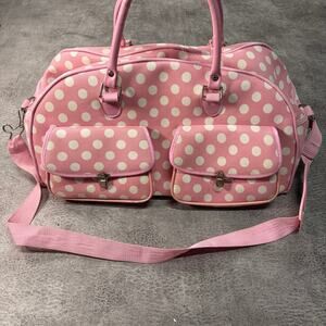 Kathy Van Zeeland Pink Polka Dot Duffle Bag